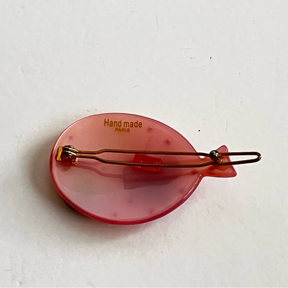 Vintage Y2K Pink Balloon Heart Clip with Multicolor Heart Accent